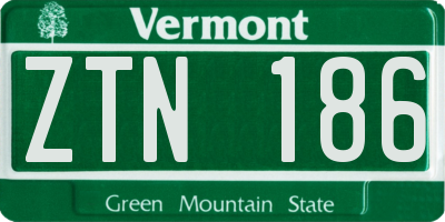 VT license plate ZTN186
