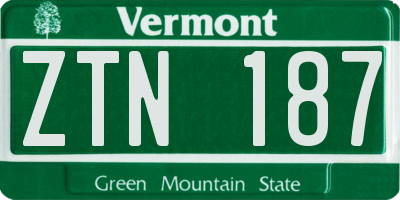VT license plate ZTN187