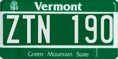 VT license plate ZTN190