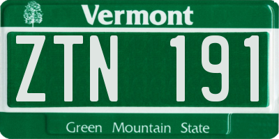 VT license plate ZTN191