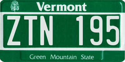 VT license plate ZTN195