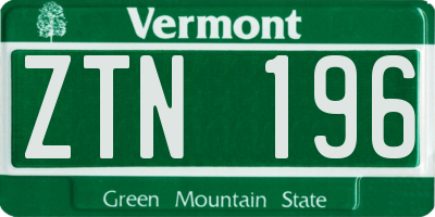 VT license plate ZTN196