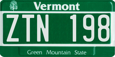 VT license plate ZTN198