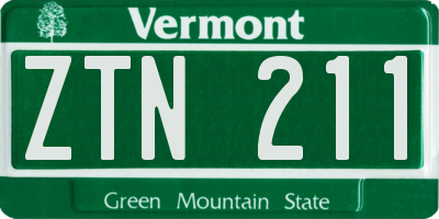 VT license plate ZTN211
