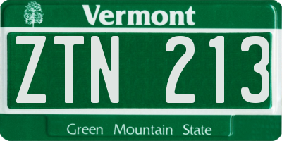 VT license plate ZTN213