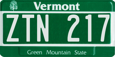 VT license plate ZTN217