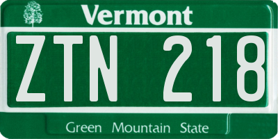 VT license plate ZTN218