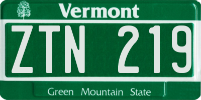 VT license plate ZTN219