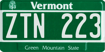 VT license plate ZTN223