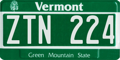VT license plate ZTN224