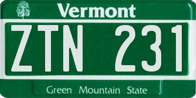 VT license plate ZTN231