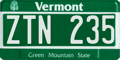VT license plate ZTN235