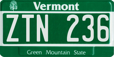 VT license plate ZTN236