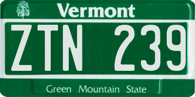 VT license plate ZTN239