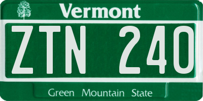 VT license plate ZTN240