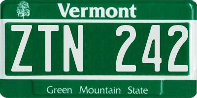 VT license plate ZTN242