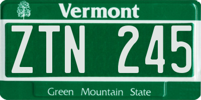 VT license plate ZTN245