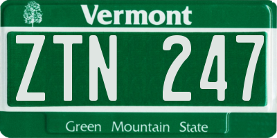VT license plate ZTN247