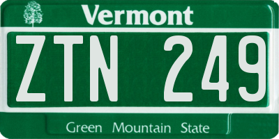 VT license plate ZTN249