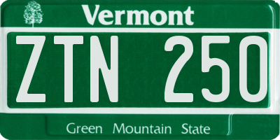 VT license plate ZTN250