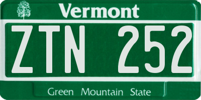 VT license plate ZTN252