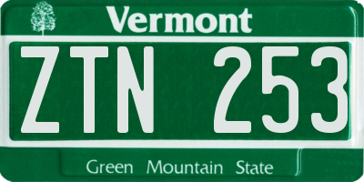 VT license plate ZTN253