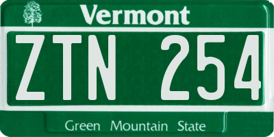 VT license plate ZTN254