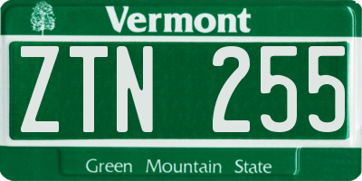 VT license plate ZTN255