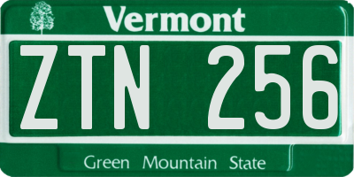 VT license plate ZTN256