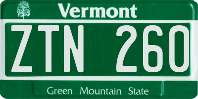VT license plate ZTN260