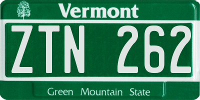 VT license plate ZTN262