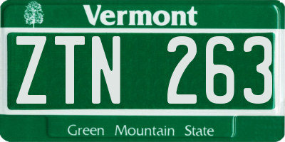 VT license plate ZTN263