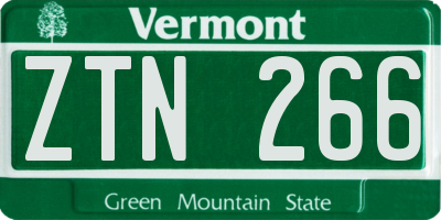 VT license plate ZTN266