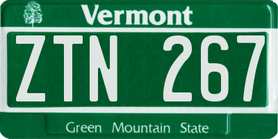 VT license plate ZTN267