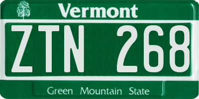 VT license plate ZTN268