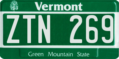 VT license plate ZTN269