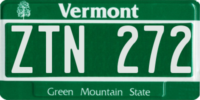 VT license plate ZTN272