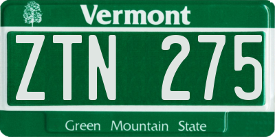 VT license plate ZTN275