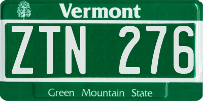 VT license plate ZTN276