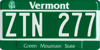 VT license plate ZTN277