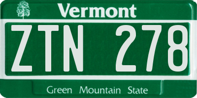 VT license plate ZTN278