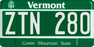 VT license plate ZTN280