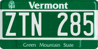VT license plate ZTN285
