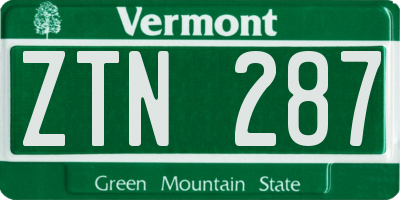 VT license plate ZTN287