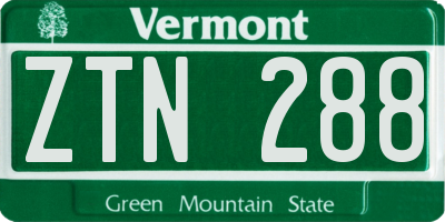 VT license plate ZTN288