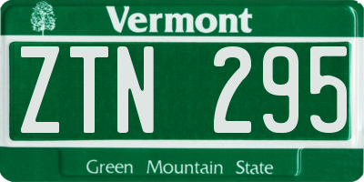 VT license plate ZTN295