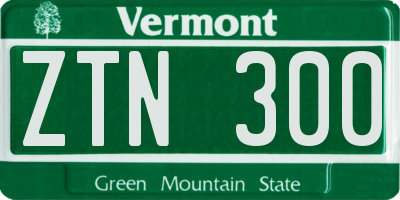 VT license plate ZTN300