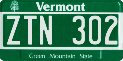 VT license plate ZTN302