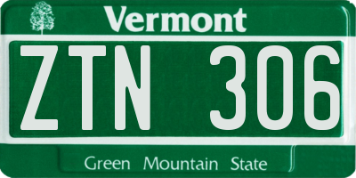 VT license plate ZTN306