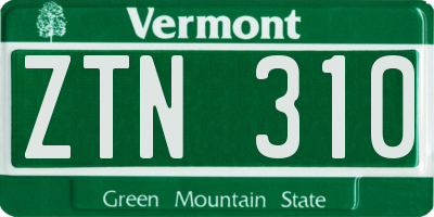 VT license plate ZTN310